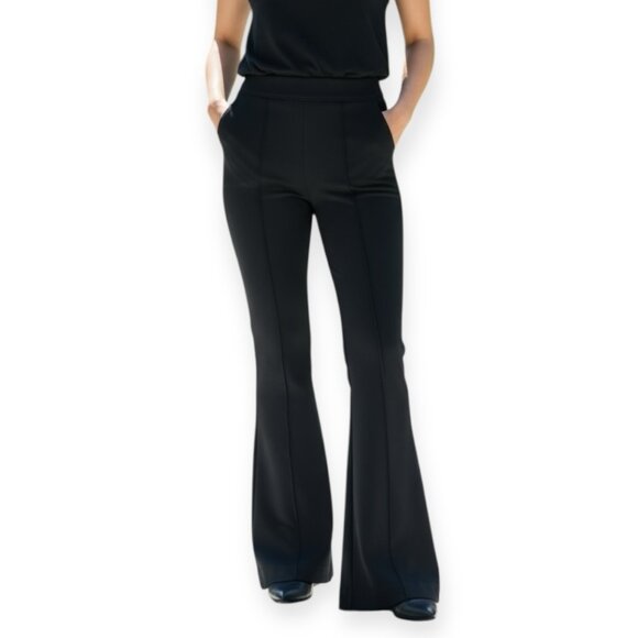 SPANX The Perfect Pants Black Wide Leg Dress Pants Size S Petite Pull-On Stretch - Picture 1 of 9